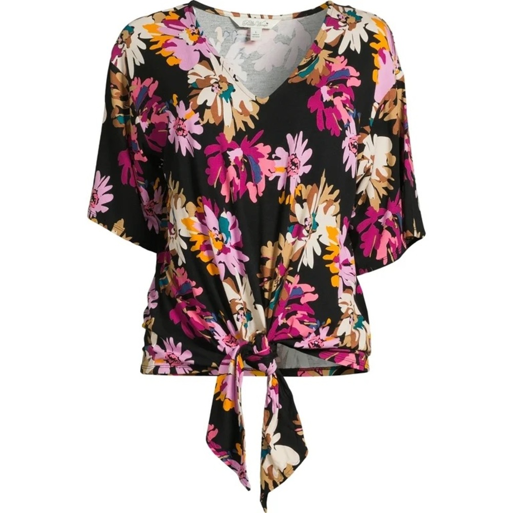 The Pioneer Woman Black and Pink Floral Blouse